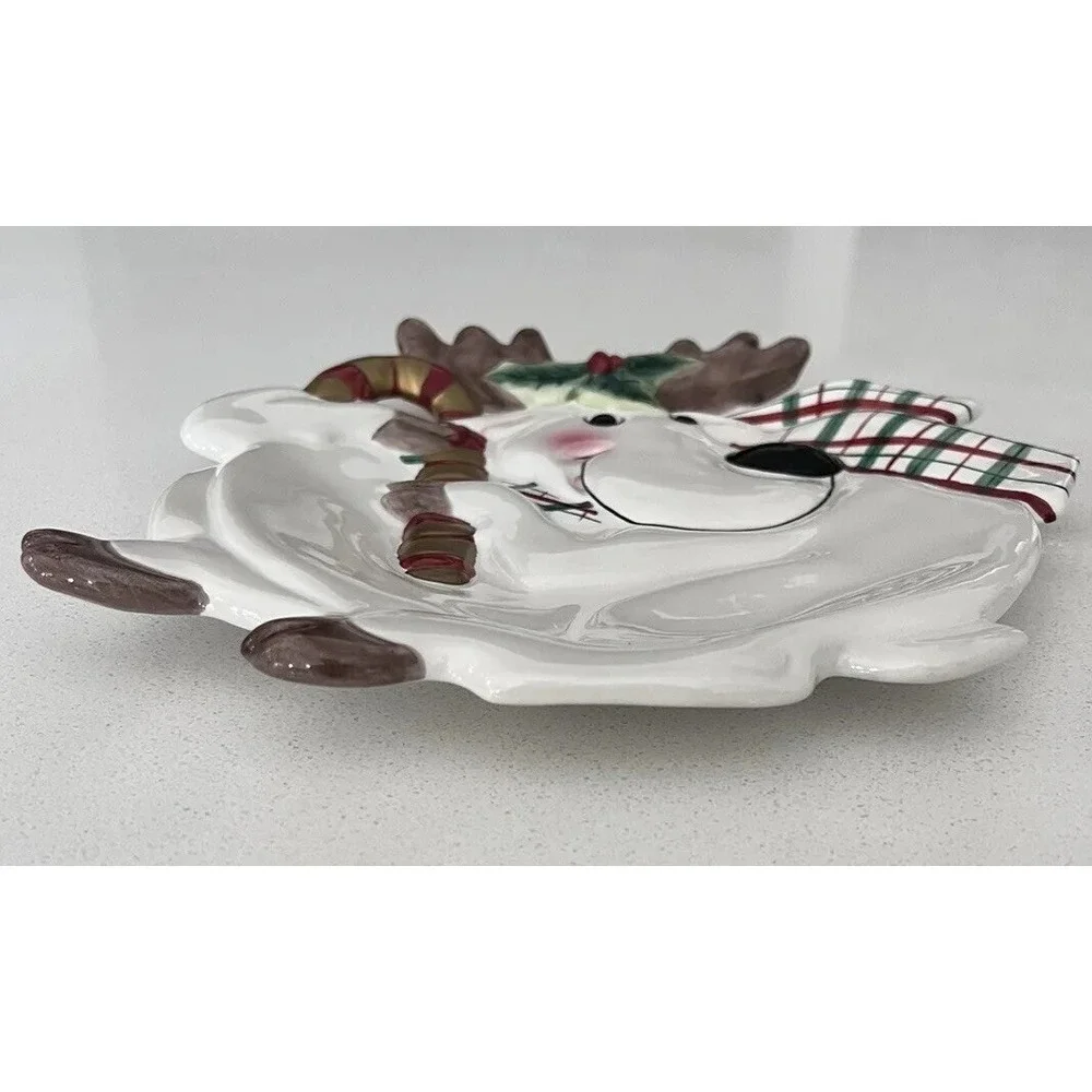 Vintage 1990s Fitz & Floyd Gift Gallery Christmas Reindeer Canopy‎ Plate